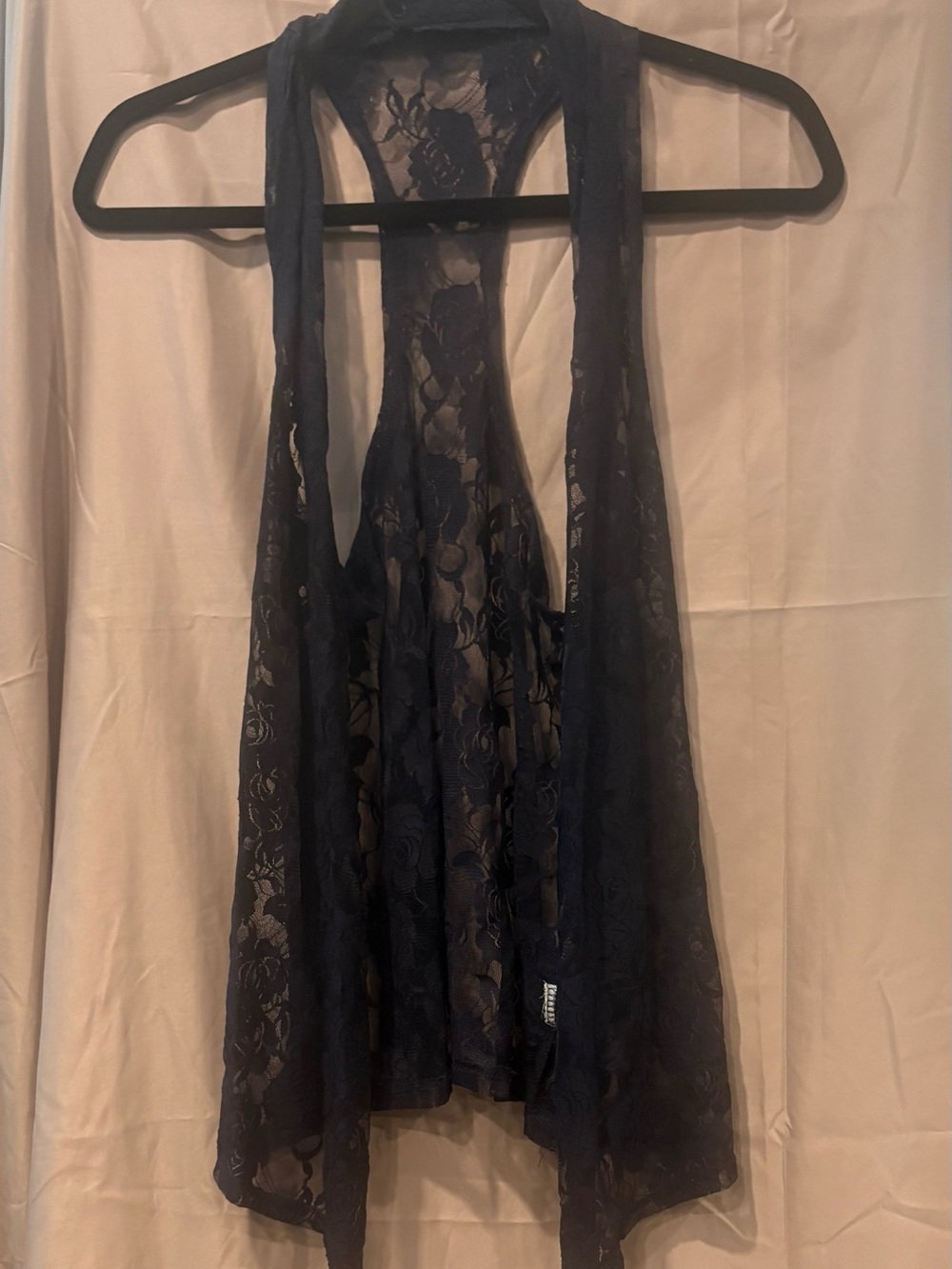 Sheer Lace Vest in Navy